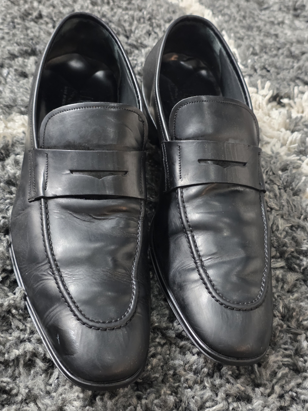 Salvatore Ferragamo Black Leather Penny Loafers Size 10.5M